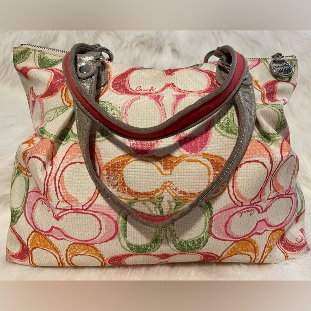 Rare Vintage Coach Poppy Multi Color Dream C Glam Bag and Wallet - Picture 6 of 14